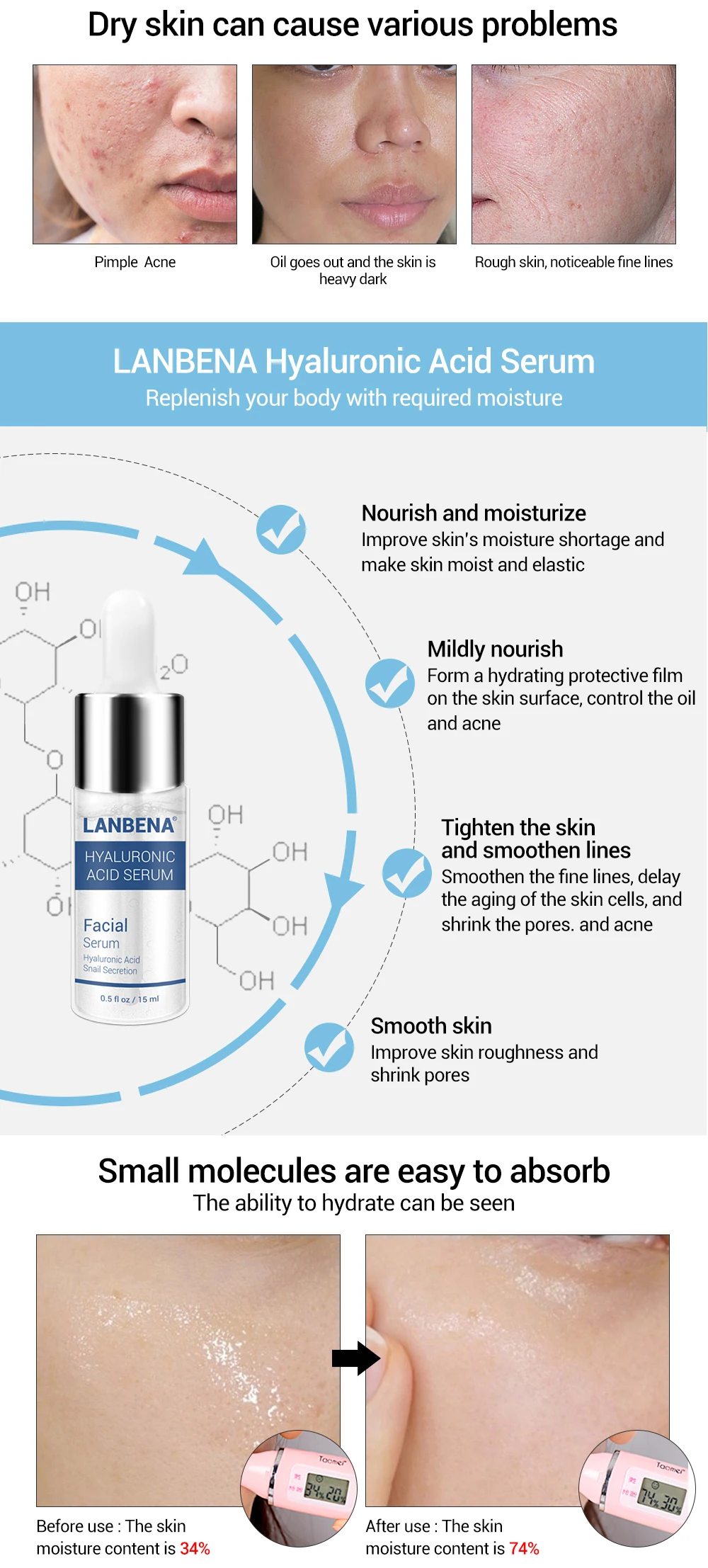 LANBENA Hyaluronic Acid Serum Snail Essence Face Cream Moisturizing Acne Treatment Repair Whitening Anti-Aning Winkles10PCS LANBENA Hyaluronic Acid Serum Snail Essence Face Cream Moisturizing Acne Treatment Repair Whitening Anti-Aning Winkles10PCS