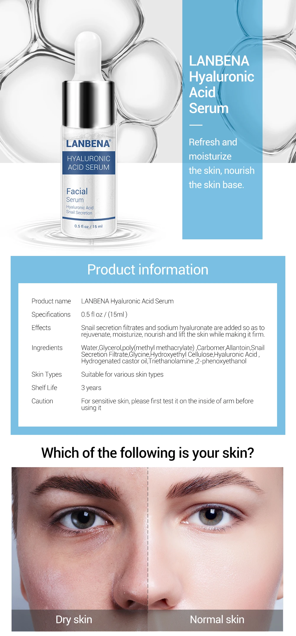 LANBENA Hyaluronic Acid Serum Snail Essence Face Cream Moisturizing Acne Treatment Repair Whitening Anti-Aning Winkles10PCS LANBENA Hyaluronic Acid Serum Snail Essence Face Cream Moisturizing Acne Treatment Repair Whitening Anti-Aning Winkles10PCS