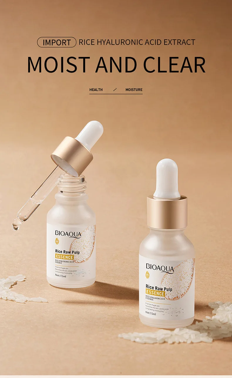 BIOAQUA Rice Face Essence Moisturizing refreshing Hyaluronic Acid facial Serum oil control Shrink Pores Repairs SkinCare product BIOAQUA Rice Face Essence Moisturizing refreshing Hyaluronic Acid facial Serum oil control Shrink Pores Repairs SkinCare product
