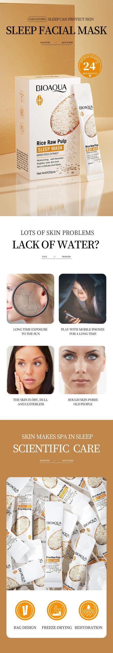 20pcs BIOAQUA Rice Raw Pulp Sleeping Masks Brightening Firming Moisturizing Face Mask skincare Sleep Facial Masks 20pcs BIOAQUA Rice Raw Pulp Sleeping Masks Brightening Firming Moisturizing Face Mask skincare Sleep Facial Masks