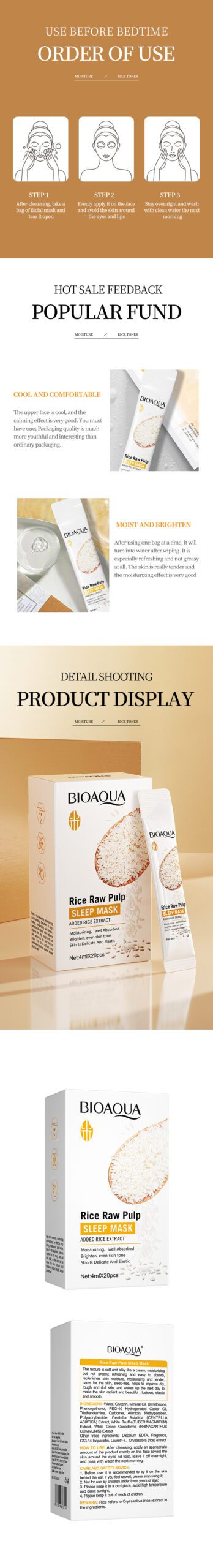 Bioaqua Rice Puree Rejuvenating Moisturizing Sleep Mask Brightening Reduce Face Fine Lines Facial Skincare Bioaqua Rice Puree Rejuvenating Moisturizing Sleep Mask Brightening Reduce Face Fine Lines Facial Skincare