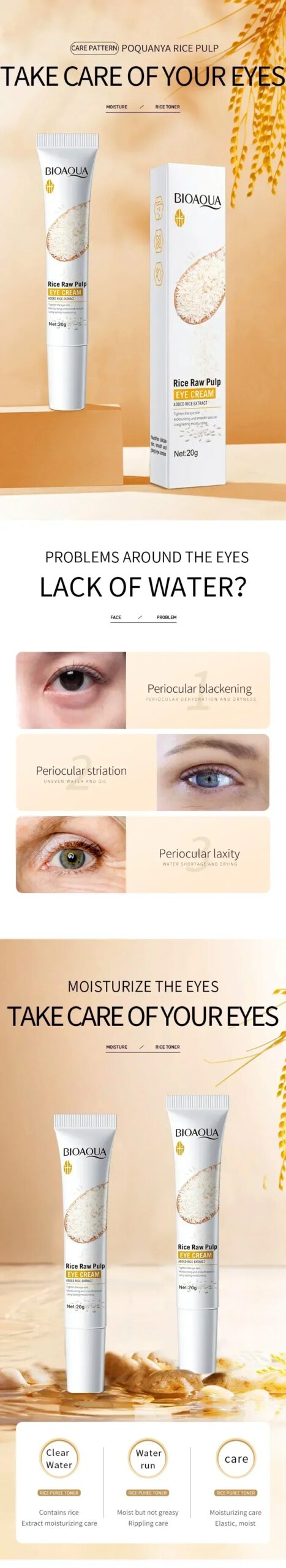 BIOAQUA White Rice Skin Care Sets Eye Cream Eye Mask Anti Dark Circles Eyes Bags Remover Moisturizing Puffiness Skin Care Kit BIOAQUA White Rice Skin Care Sets Eye Cream Eye Mask Anti Dark Circles Eyes Bags Remover Moisturizing Puffiness Skin Care Kit
