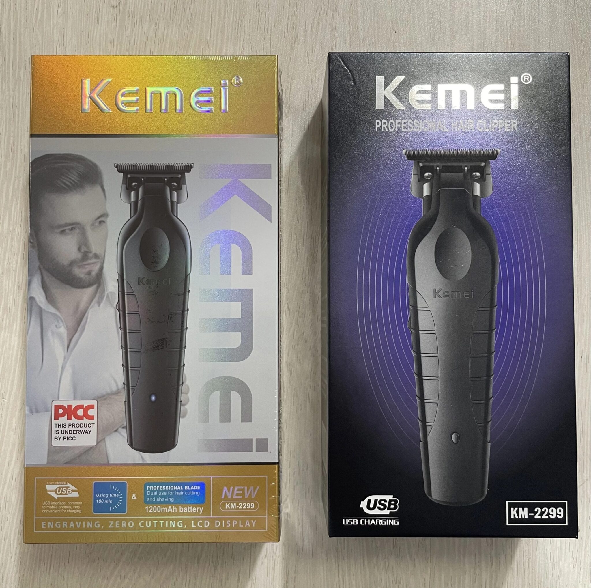Kemei Professional Barber Cordless 1200 mAh Electric Hair Clippers USB Rechargeable Hair Trimmers Hair Cutting Machine KM-2299