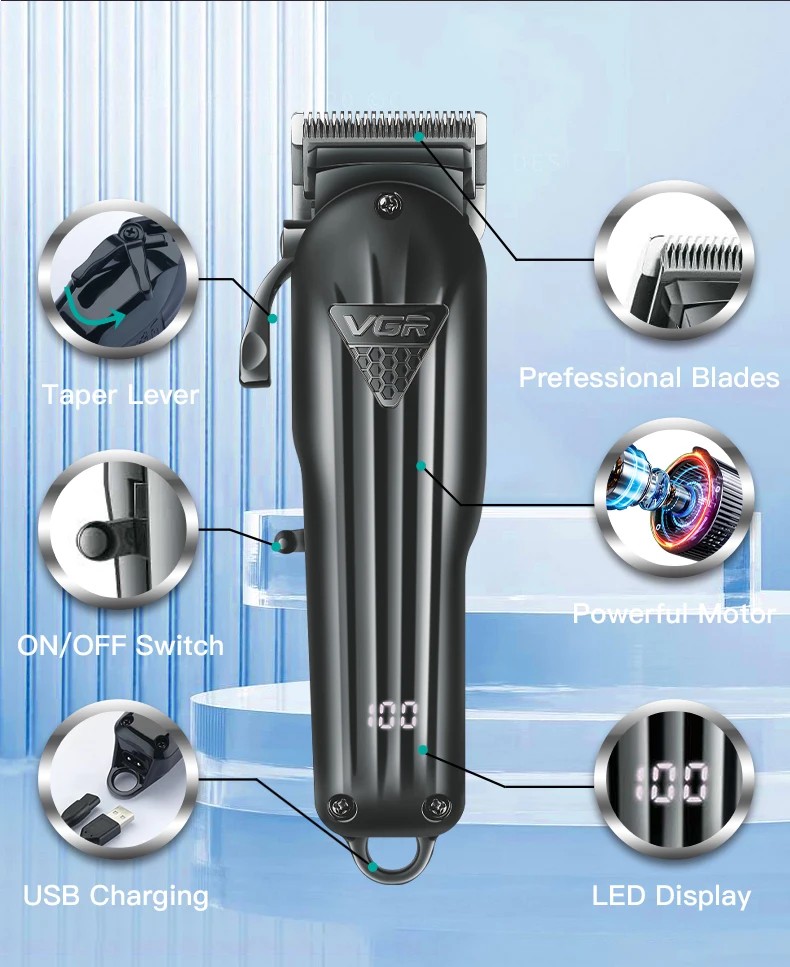VGR Hair Clipper Professional Hair Cutting Machine Hair Trimmer Adjustable Cordless Rechargeable V 282 VGR Hair Clipper Professional Hair Cutting Machine Hair Trimmer Adjustable Cordless Rechargeable V 282