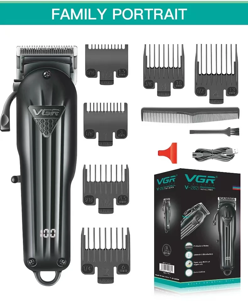 VGR Hair Clipper Professional Hair Cutting Machine Hair Trimmer Adjustable Cordless Rechargeable V 282 VGR Hair Clipper Professional Hair Cutting Machine Hair Trimmer Adjustable Cordless Rechargeable V 282