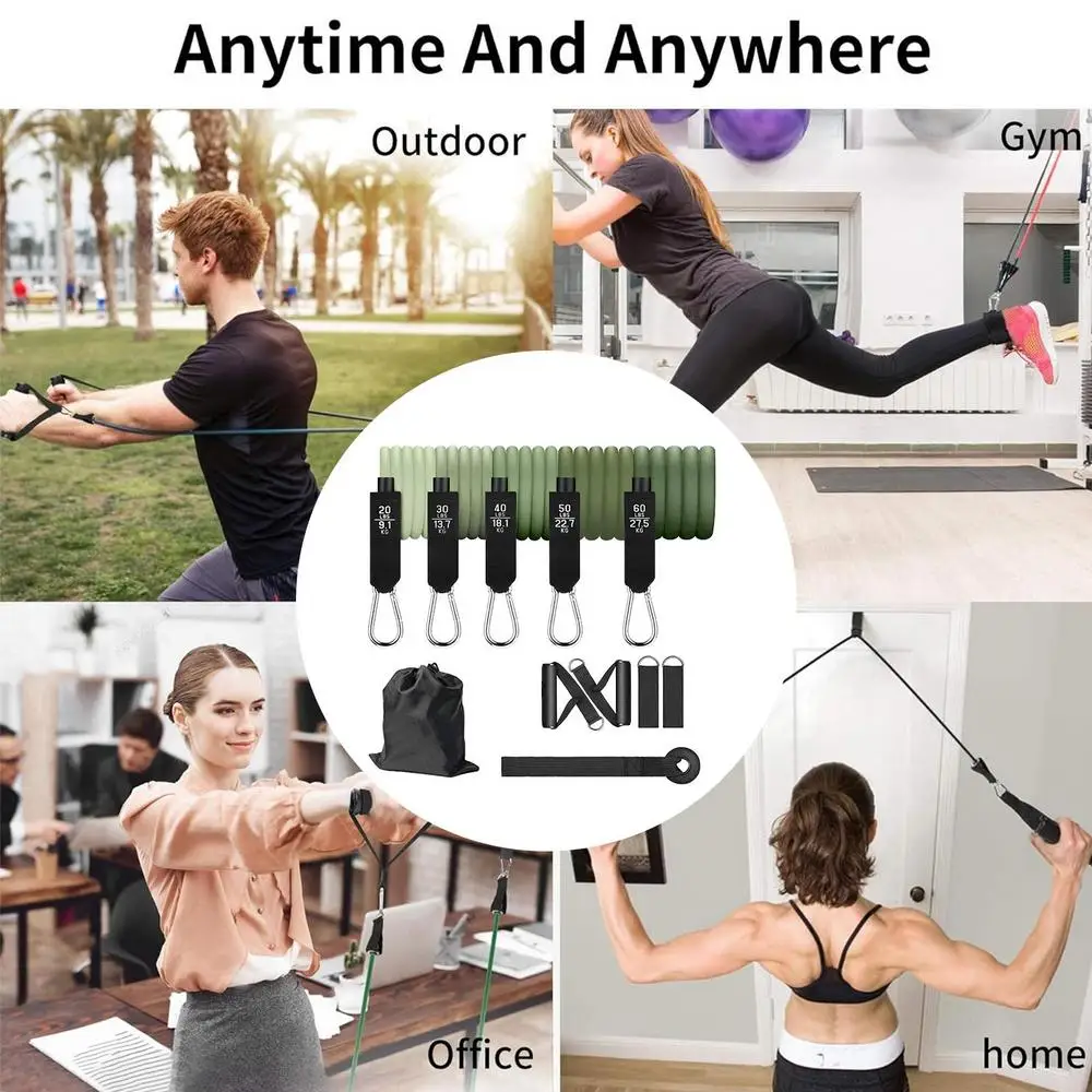 Workout Bands Set 11pcs Elastic Workout Bands Elastic Bands For Strength Training For Men And Women Workout Equipment
