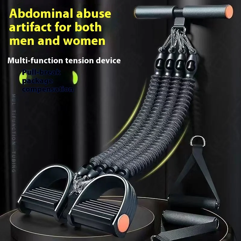 50-100lbs Foot Pedal Resistance Band Elastic Bands Multifunction Pull Rope Gym Tension Rope Set Home Abdominal Muscle Exerciser