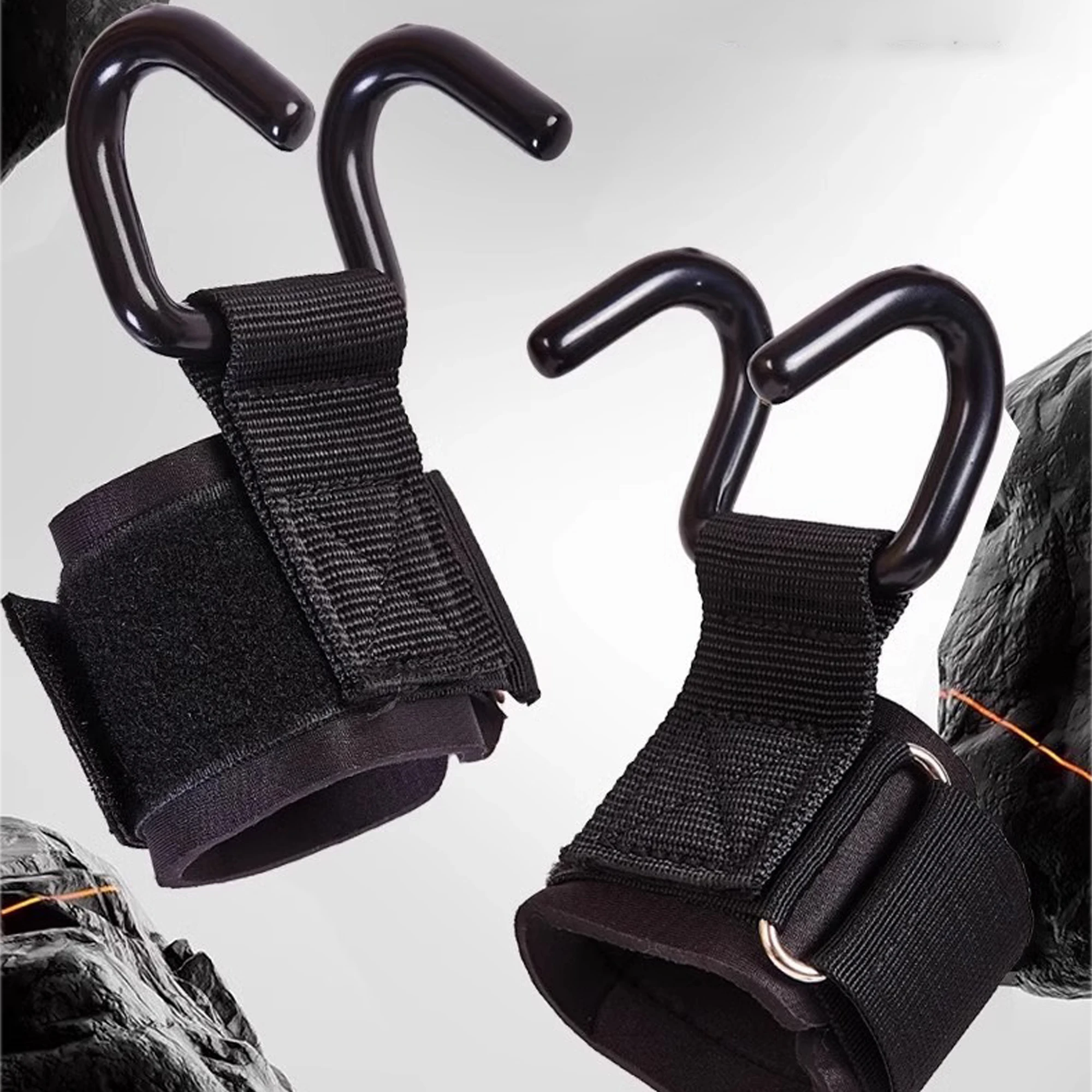 2-Pack of Stainless Steel Heavy-Duty Wrist Hooks with Soft Padded Handle - Perfect for Weightlifting, Pull-Ups and Strength Training Horizontal Bar Booster