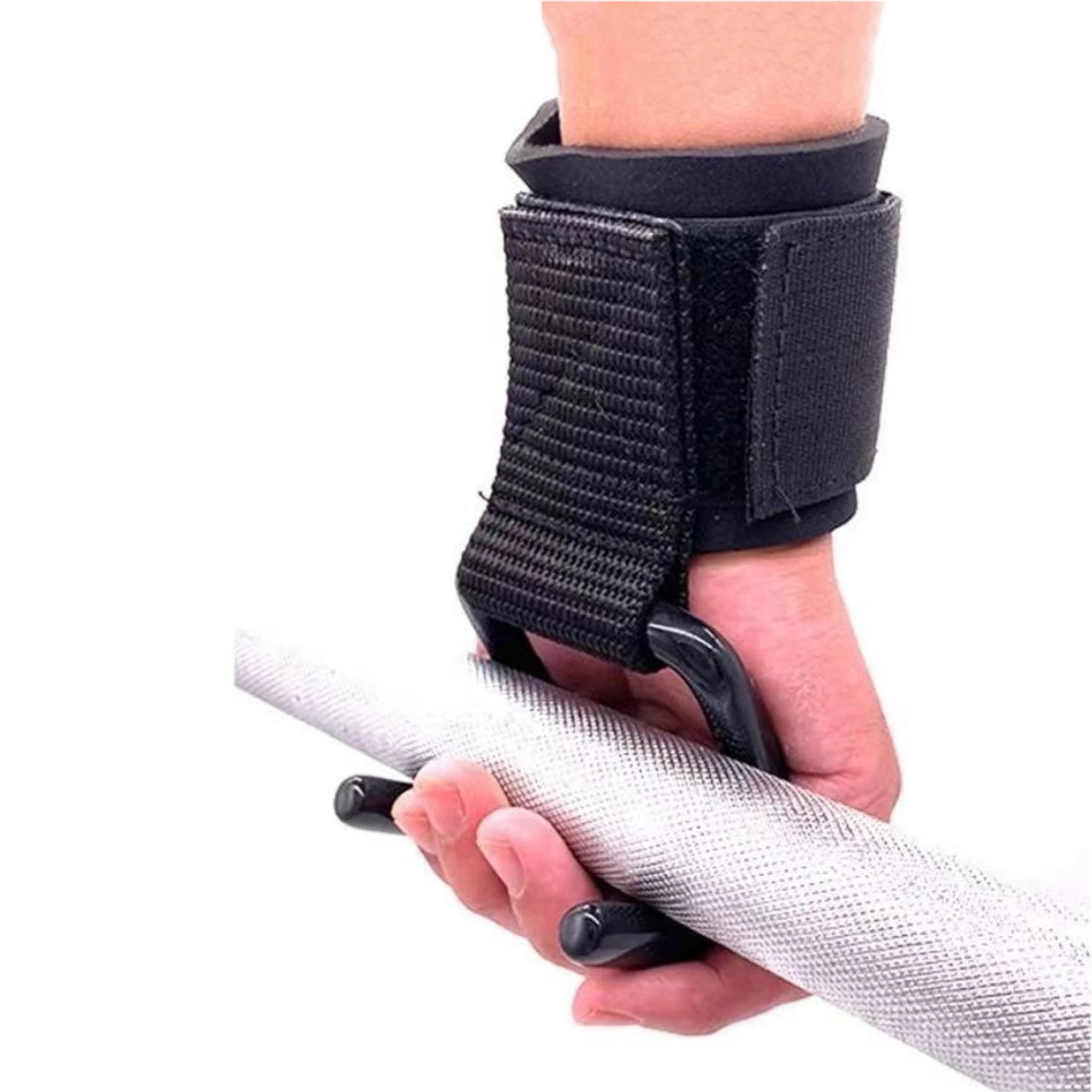 2-Pack of Stainless Steel Heavy-Duty Wrist Hooks with Soft Padded Handle - Perfect for Weightlifting, Pull-Ups and Strength Training Horizontal Bar Booster