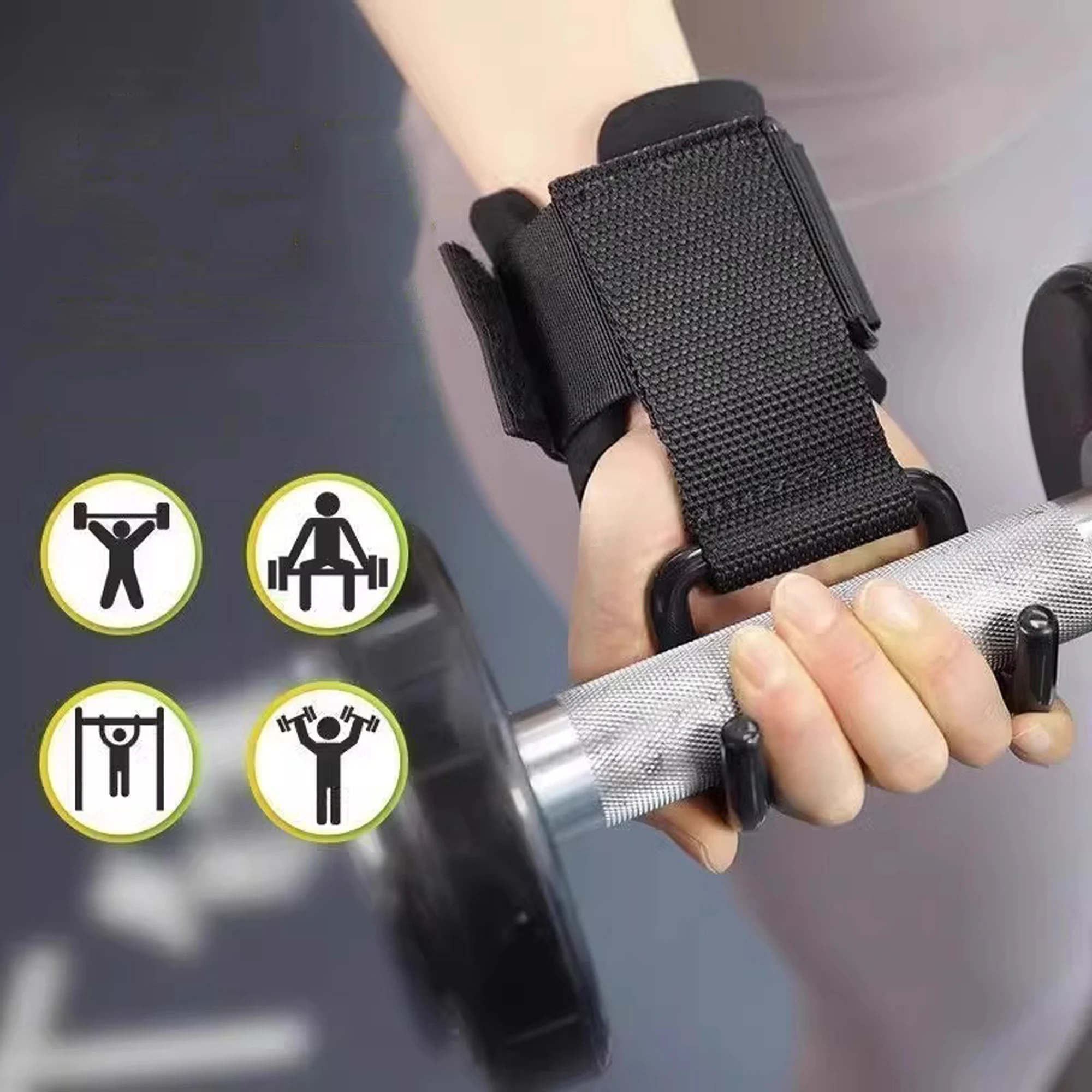 2-Pack of Stainless Steel Heavy-Duty Wrist Hooks with Soft Padded Handle - Perfect for Weightlifting, Pull-Ups and Strength Training Horizontal Bar Booster