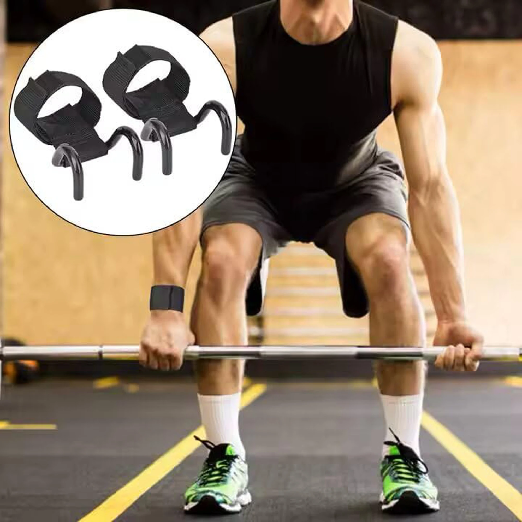 2-Pack of Stainless Steel Heavy-Duty Wrist Hooks with Soft Padded Handle - Perfect for Weightlifting, Pull-Ups and Strength Training Horizontal Bar Booster