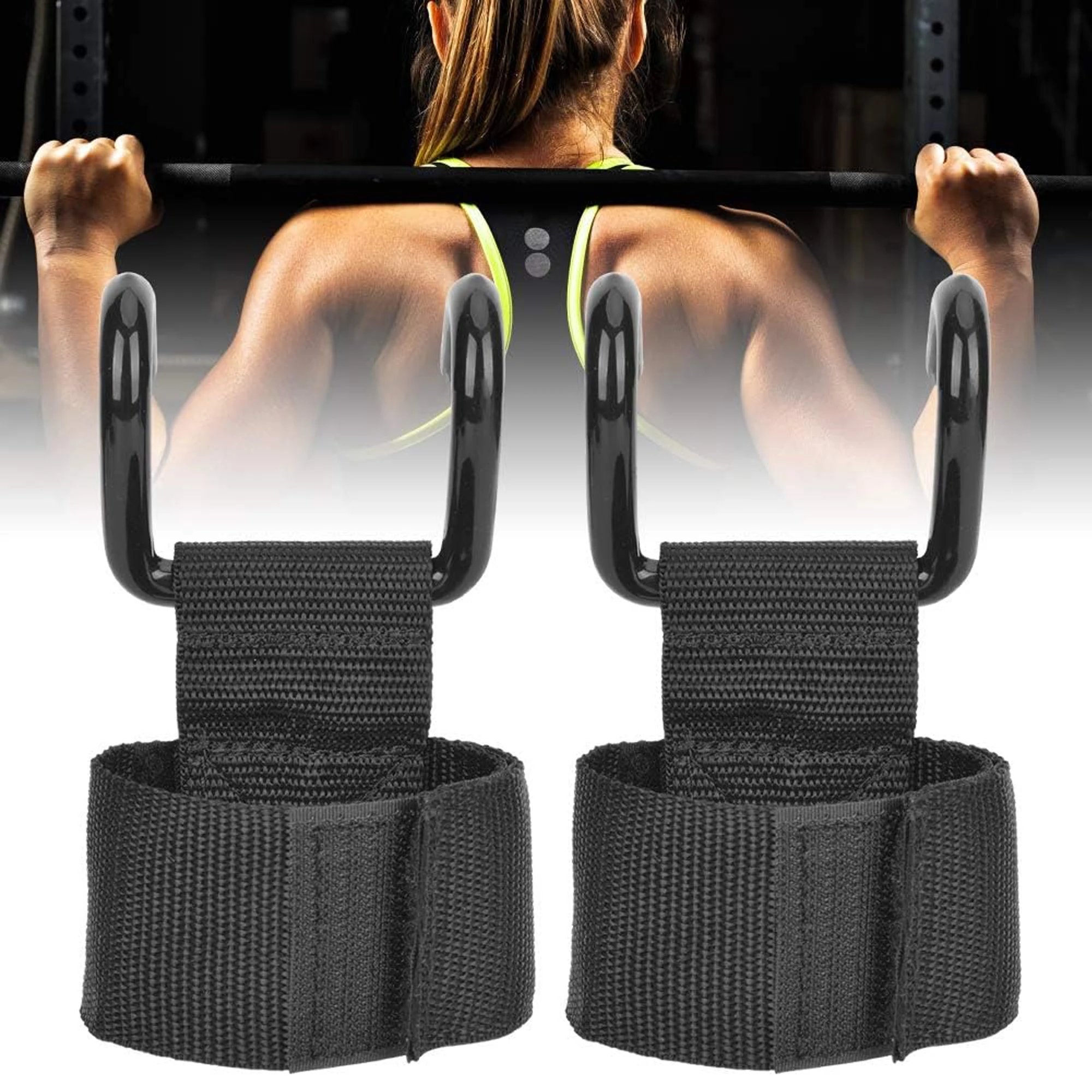 2-Pack of Stainless Steel Heavy-Duty Wrist Hooks with Soft Padded Handle - Perfect for Weightlifting, Pull-Ups and Strength Training Horizontal Bar Booster