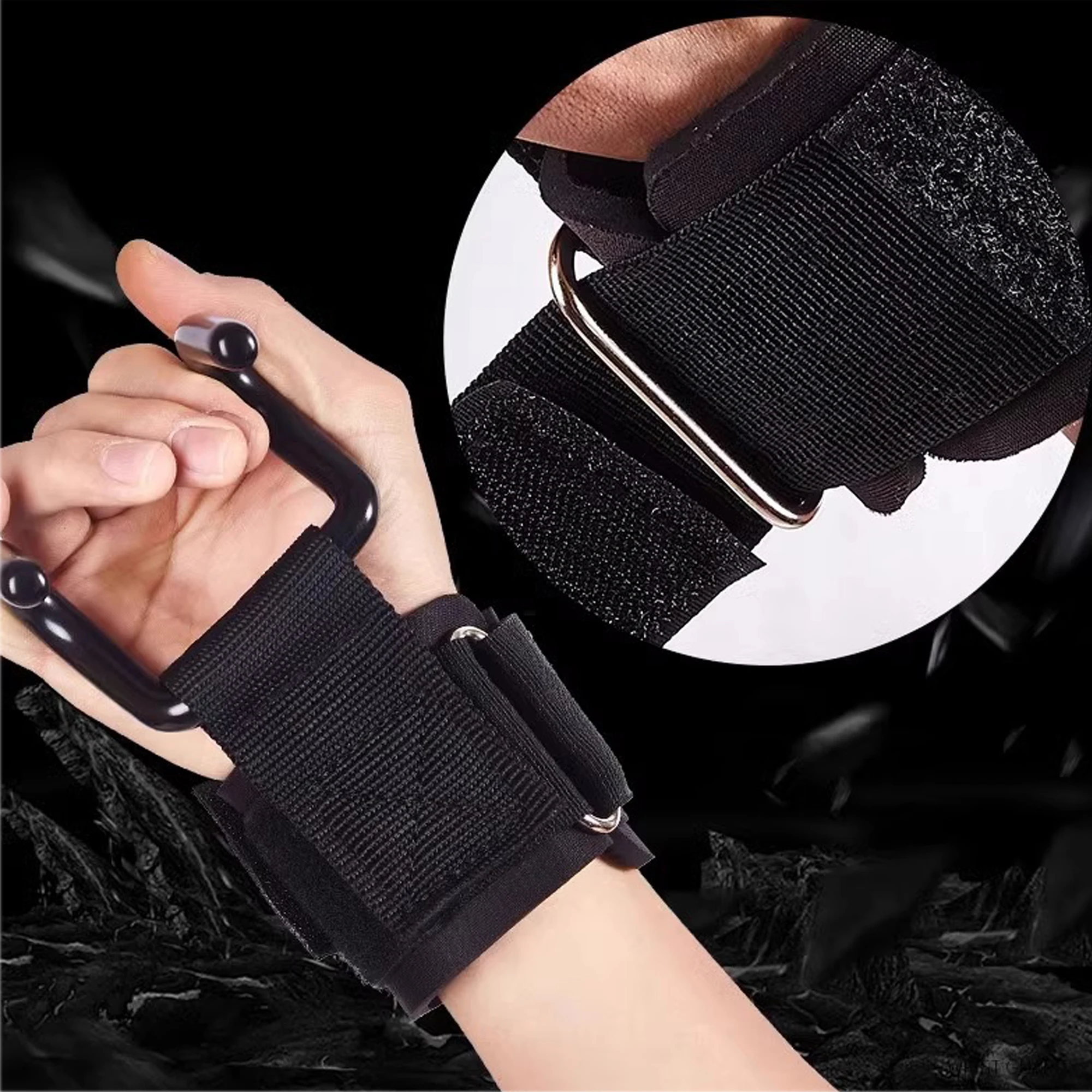 2-Pack of Stainless Steel Heavy-Duty Wrist Hooks with Soft Padded Handle - Perfect for Weightlifting, Pull-Ups and Strength Training Horizontal Bar Booster