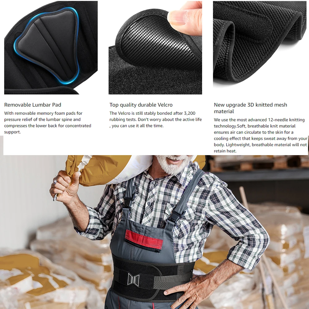 Back Brace for Lower Back Pain, Sciatica, Herniated Disc, Scoliosis, Back Support Belt with Soft Pad, Lightweight Lumbar Support Back Brace for Lower Back Pain, Sciatica, Herniated Disc, Scoliosis, Back Support Belt with Soft Pad, Lightweight Lumbar Support