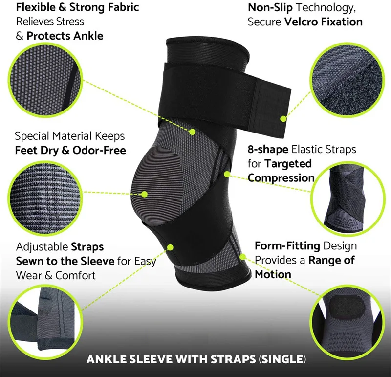 Adjustable Ankle Support Compression Ankle Brace Protector for Running Soccer Basketball Nylon Knitted Gym Bandage Ankle Strap Adjustable Ankle Support Compression Ankle Brace Protector for Running Soccer Basketball Nylon Knitted Gym Bandage Ankle Strap