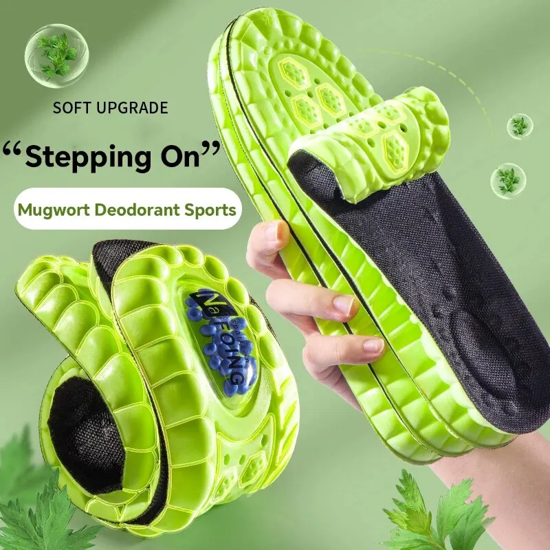 1Pair 4D Cloud Sport Insoles for Shoes PU Air Cushion Sole Soft Shock Absorption Deodorant Breathable Running Orthopedic Insoles