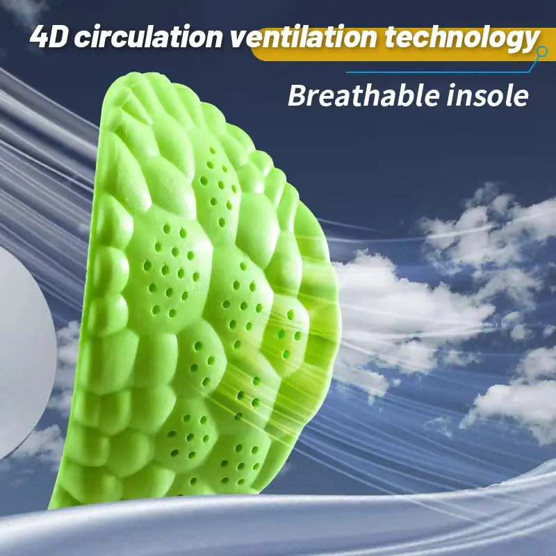 4D Sport Insole Super Soft Shoes Sole Pads for Feet Shock Absorption Baskets Shoe Sole Arch Support Orthopedic Inserts