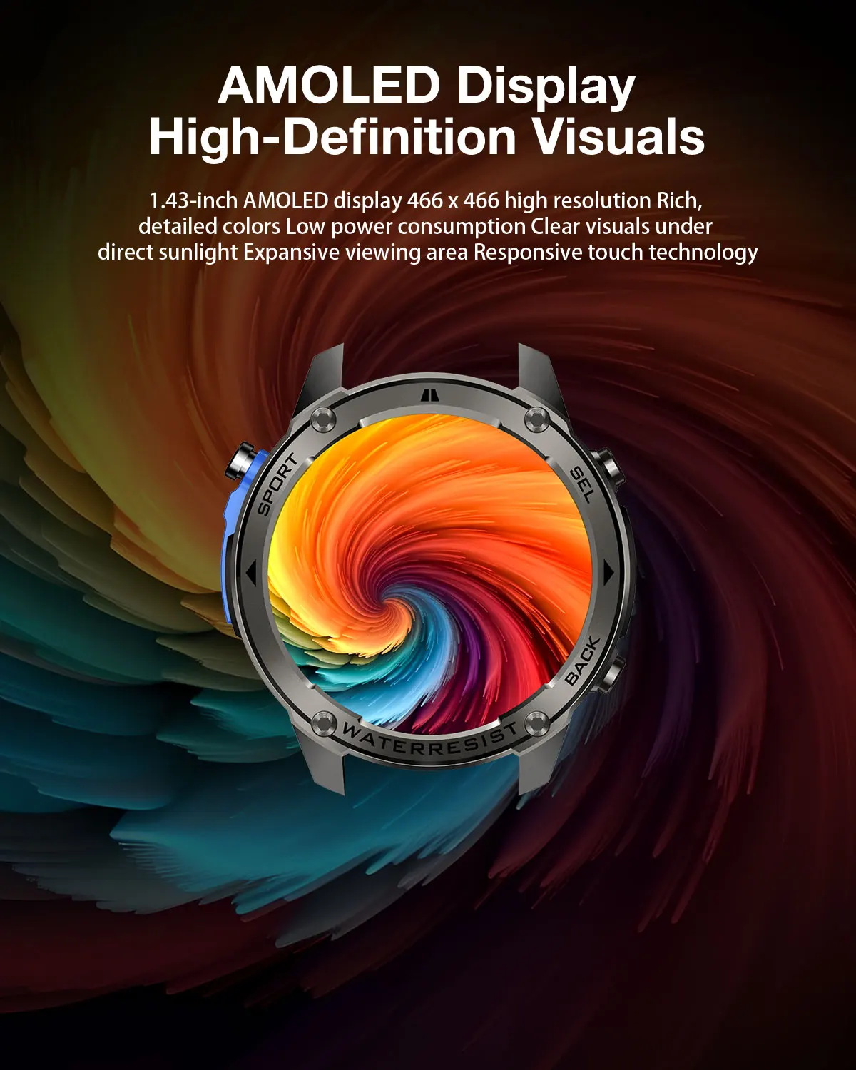 BlitzWolf BW-Voyager1 1.43 inch AMOLED Double Straps Compass & Barometer 10ATM Waterproof bluetooth Call Heart Rate Smart Watch