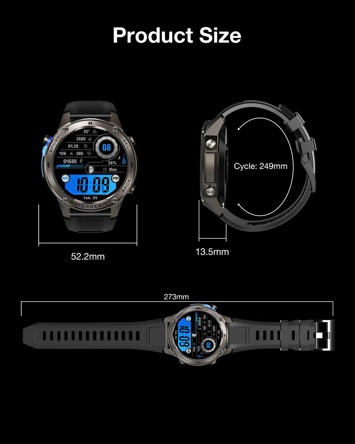 BlitzWolf BW-Voyager1 1.43 inch AMOLED Double Straps Compass & Barometer 10ATM Waterproof bluetooth Call Heart Rate Smart Watch