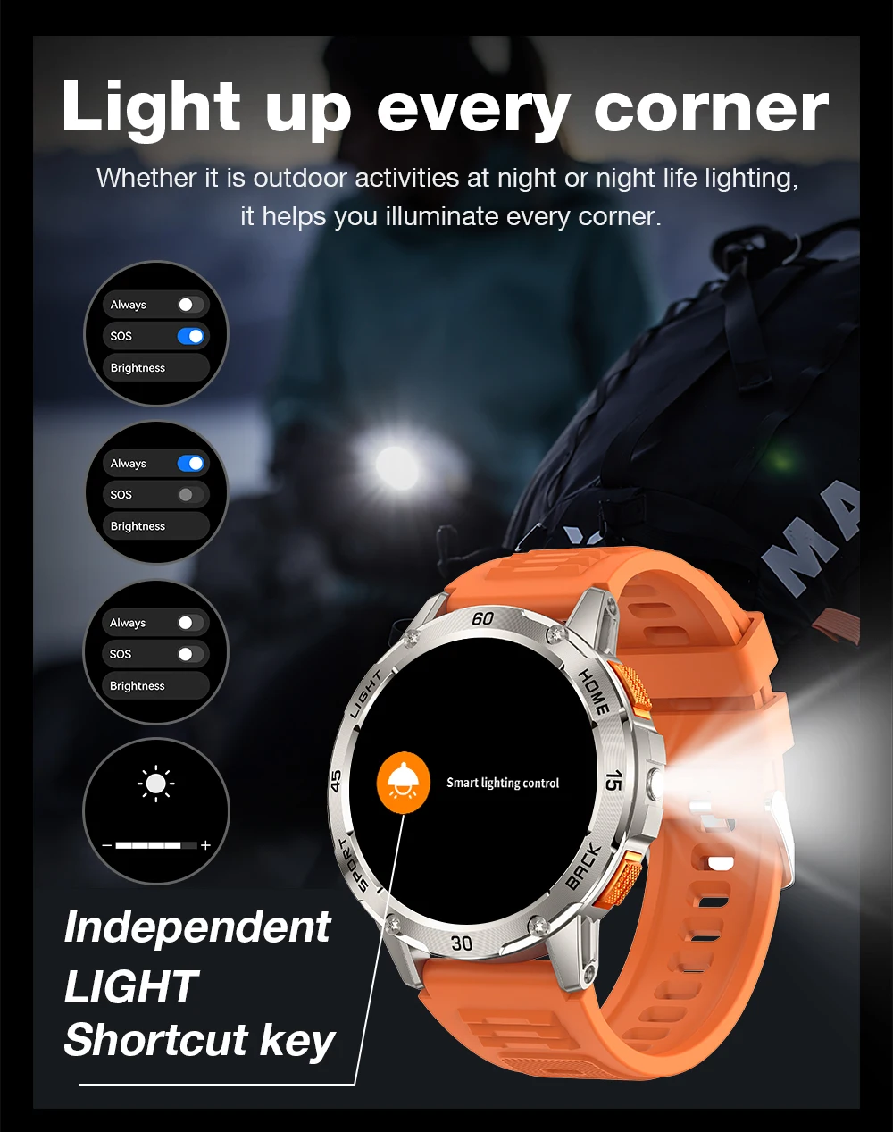 BlitzWolf BW-AT7 1.53inch Built-in Flashlight bluetooth Call Heart Rate Blood Monitor Sleep Monitoring Smart Watches for Men