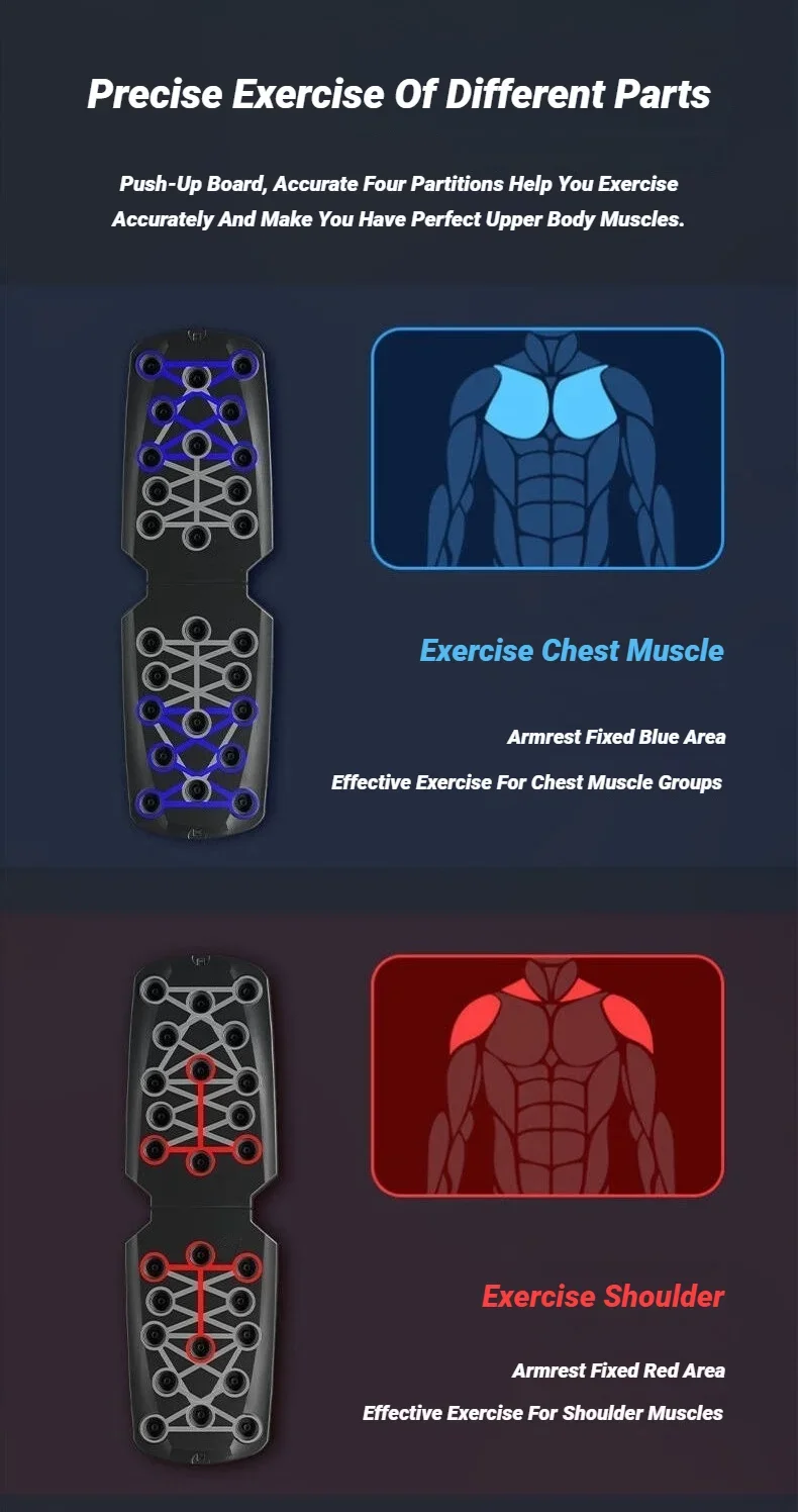 Portable Multifunctional Push-up Board Set With Handles Foldable Fitness Equipment For Chest Abdomen Arms And Back Training