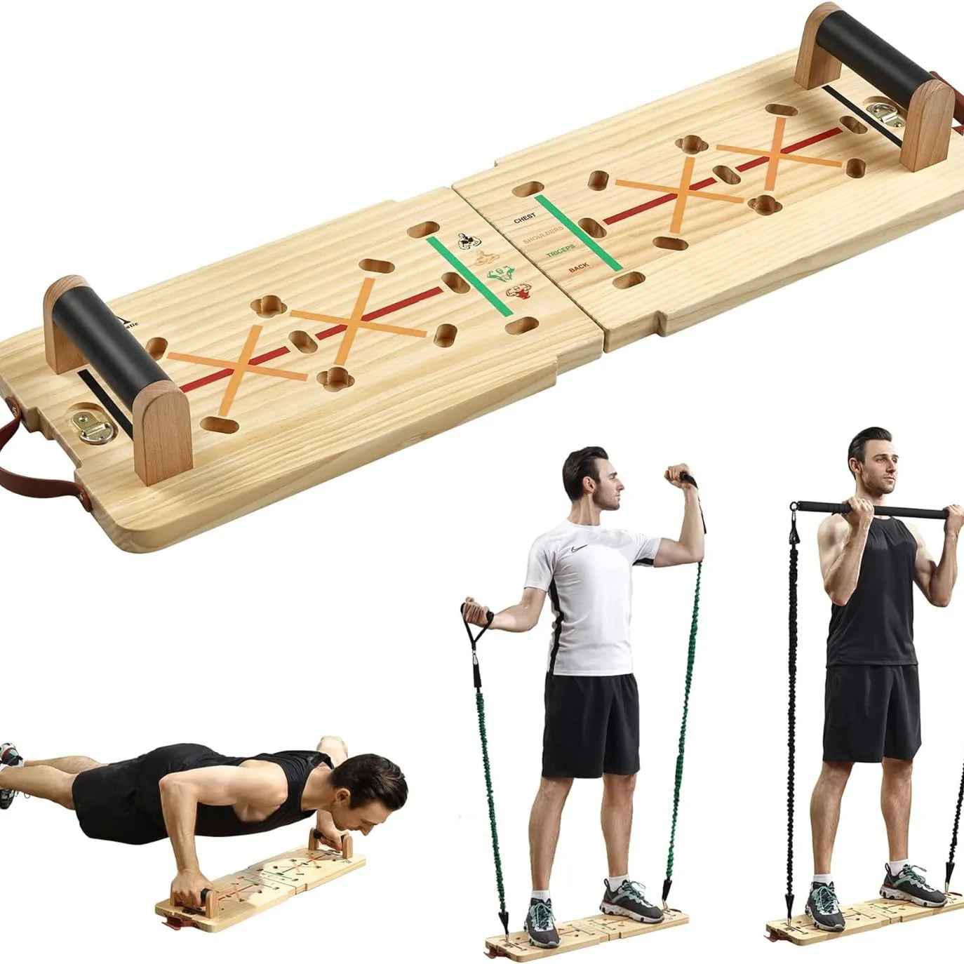 Foldable Wooden Push-Up Board Multifunctional Home Gym Body Workout Equipment