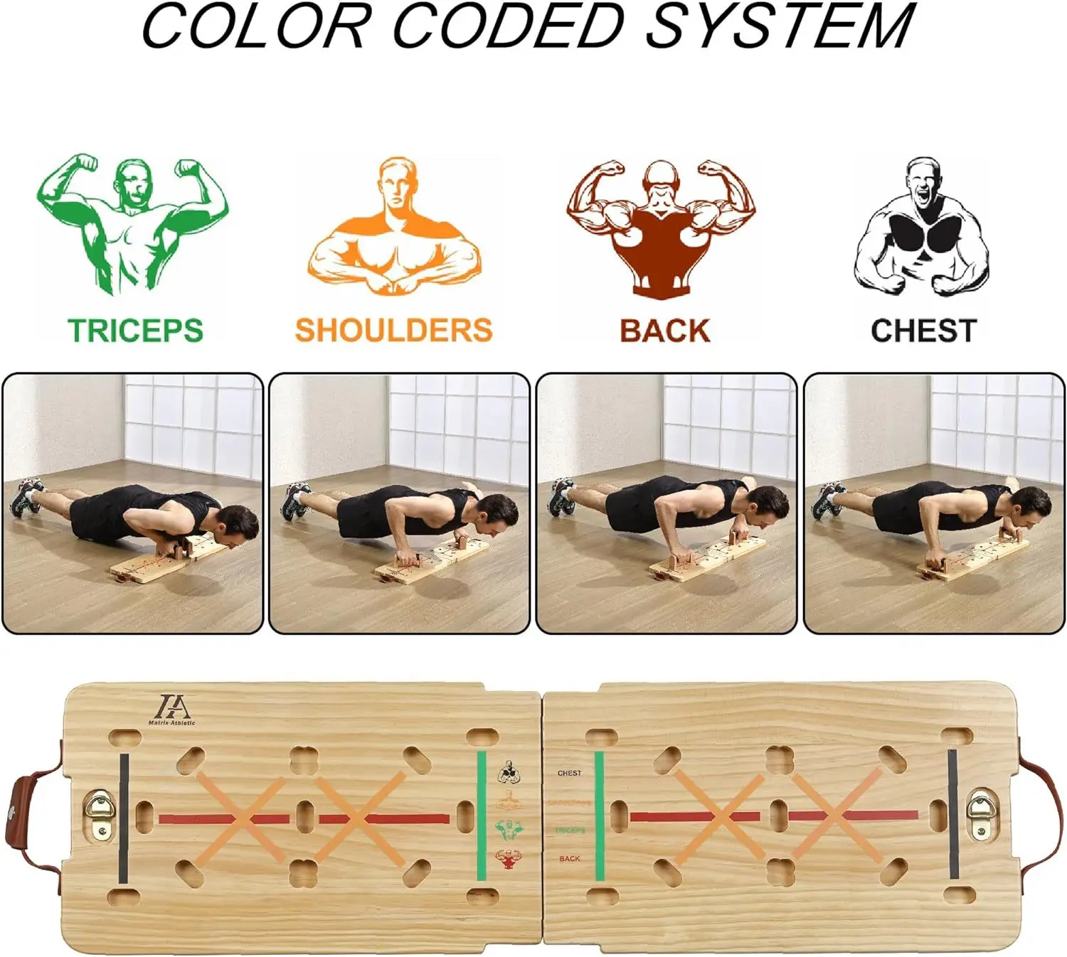 Foldable Wooden Push-Up Board Multifunctional Home Gym Body Workout Equipment
