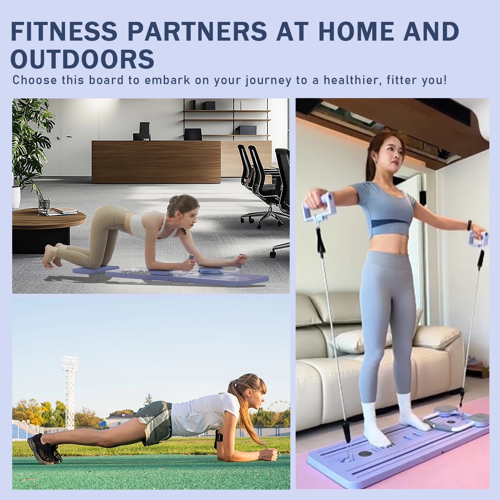 Multi-Functional Abdominal Exercise Board Auto-Rebound Fitness Resistance Bands Rebound Leg Arm Back Train For Home and Office