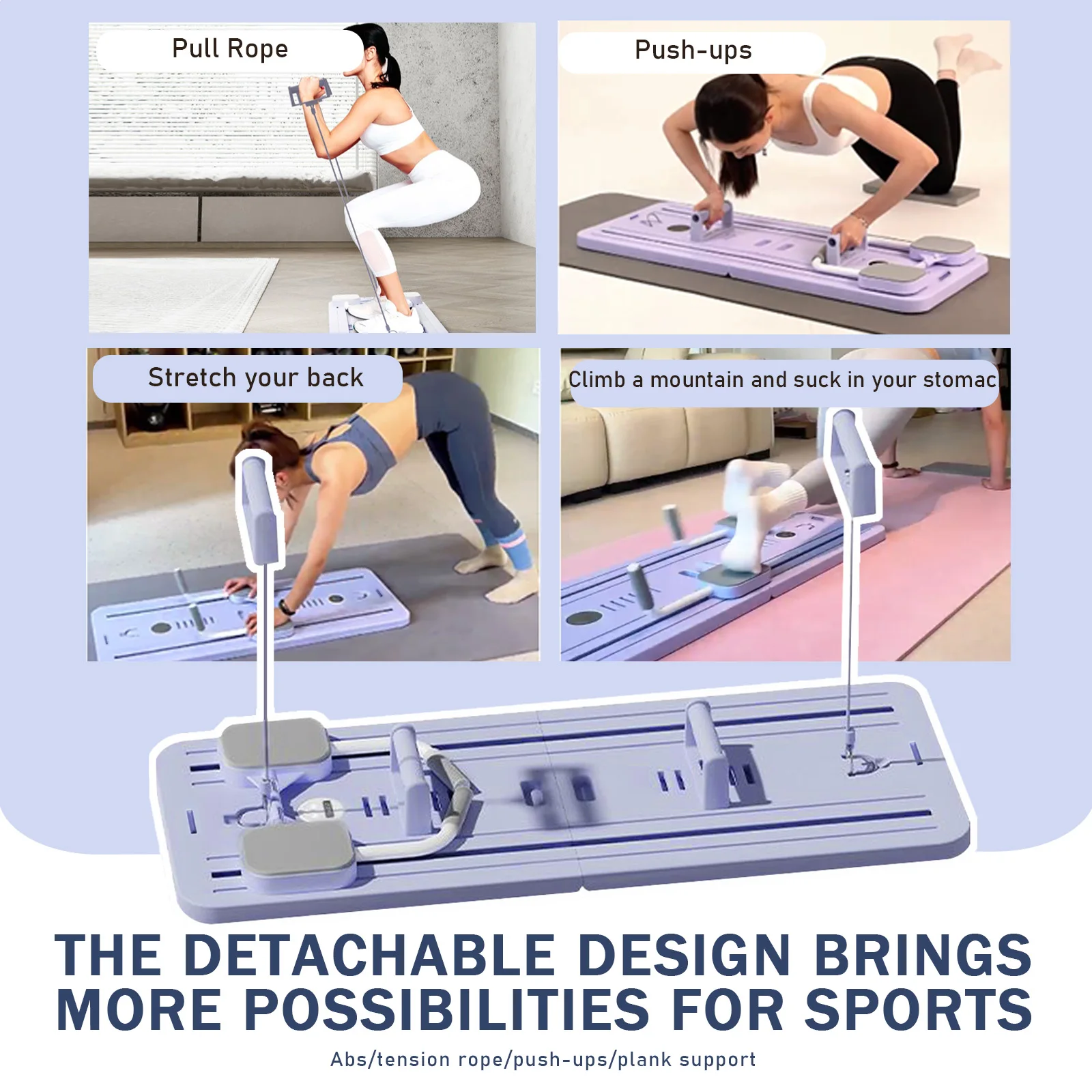 Multi-Functional Abdominal Exercise Board Auto-Rebound Fitness Resistance Bands Rebound Leg Arm Back Train For Home and Office