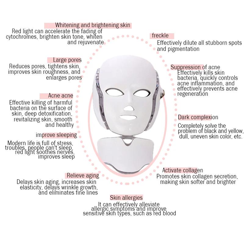 Led Face and Neck Mask Beauty Electric Face Mask for Woman Man 7 Colors Light LED Mask Facial Skin Care Repair Skin Whitening Led Face and Neck Mask Beauty Electric Face Mask for Woman Man 7 Colors Light LED Mask Facial Skin Care Repair Skin Whitening