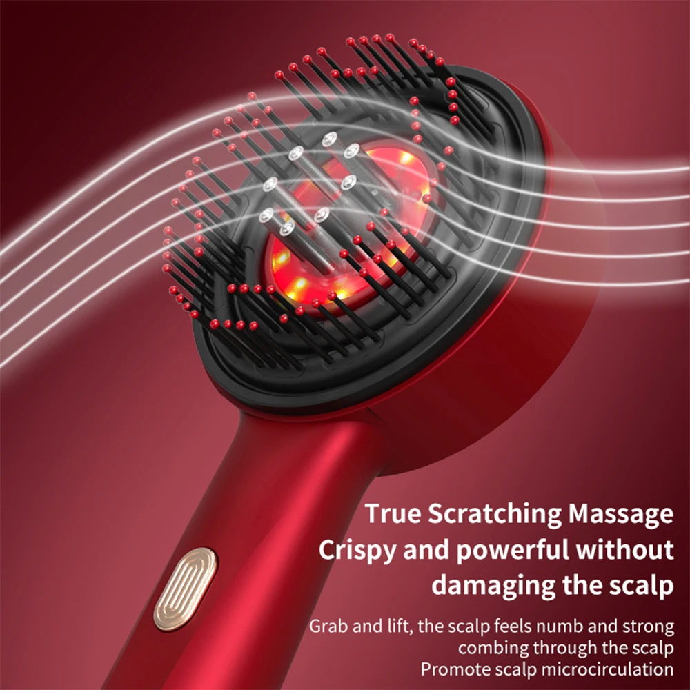 Electric Vibration Massage Comb Red Light Hair Growth Massage Scalp Brush Anti Hair Loss Liquid Oil Applicator Hair Care