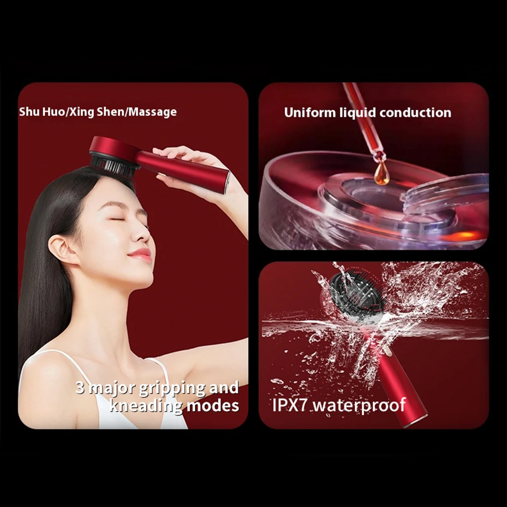 Electric Vibration Massage Comb Red Light Hair Growth Massage Scalp Brush Anti Hair Loss Liquid Oil Applicator Hair Care